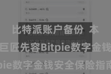 比特派账户备份  本文将为巨匠先容Bitpie数字金钱安全保险指南